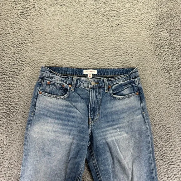 Lucky Brand Jeans Womens 8 Blue Cotton Denim Boyfriend Relaxed Faded Workwear - Picture 2 of 12